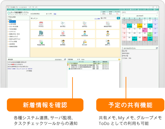 新着情報を確認 / 予定の共有機能